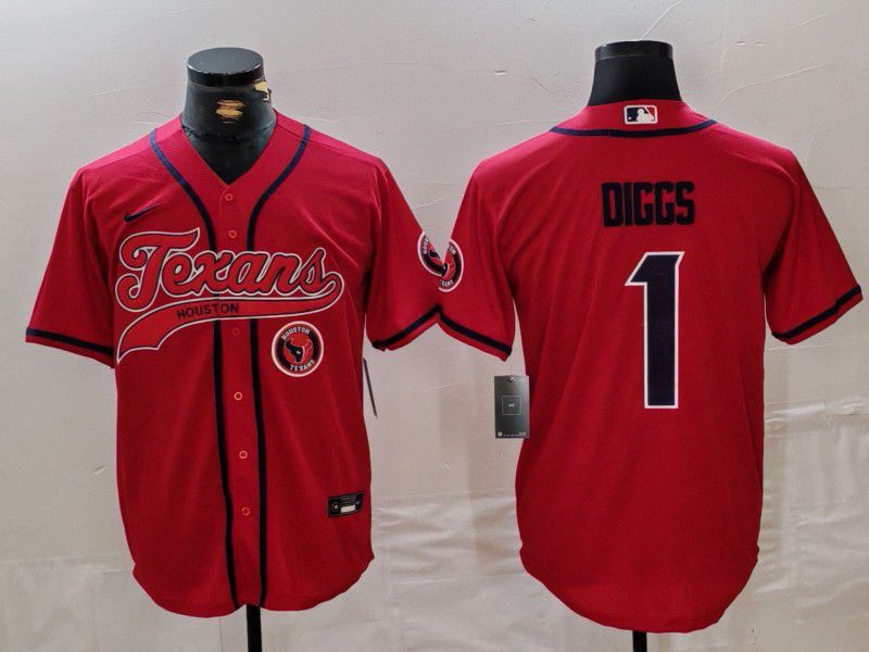 Men Houston Texans 1 Diggs Red Joint Name 2024 Nike Limited NFL Jersey style 1